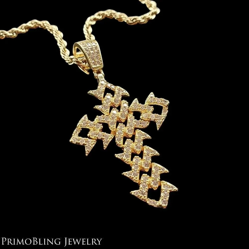 Gold Jagged Cross Necklace